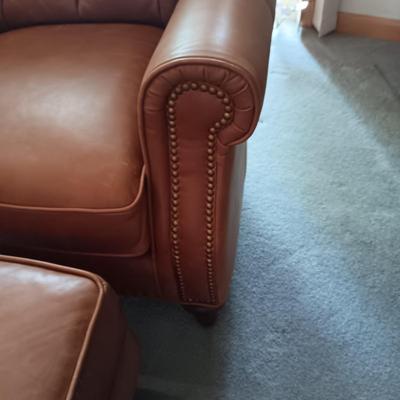 LATITUDES LEATHER TUFTED CHAIR AND OTTOMAN