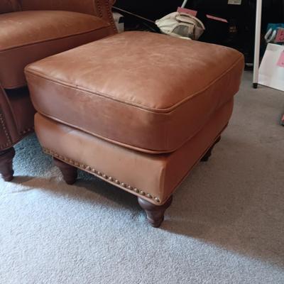 LATITUDES LEATHER TUFTED CHAIR AND OTTOMAN