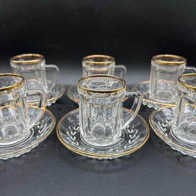 Vintage Glass Demitasse Cups & Saucers
