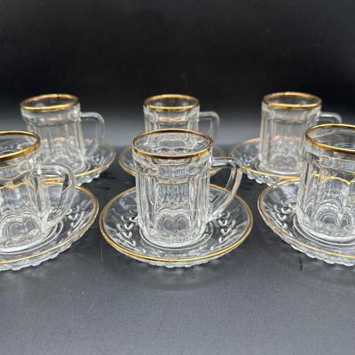 Vintage Glass Demitasse Cups & Saucers