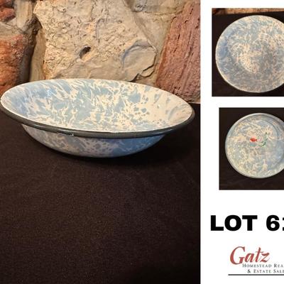 Vintage Blue Flow Enamel Bowl