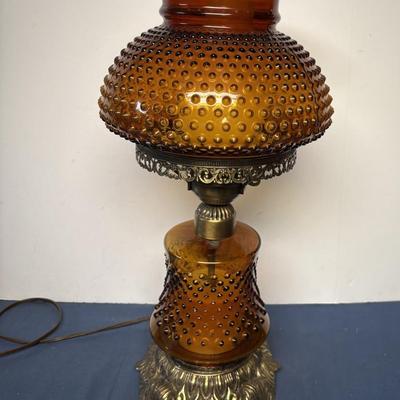 Vintage Amber Hobnail Lamp