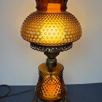 Vintage Amber Hobnail Lamp