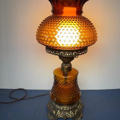 Vintage Amber Hobnail Lamp