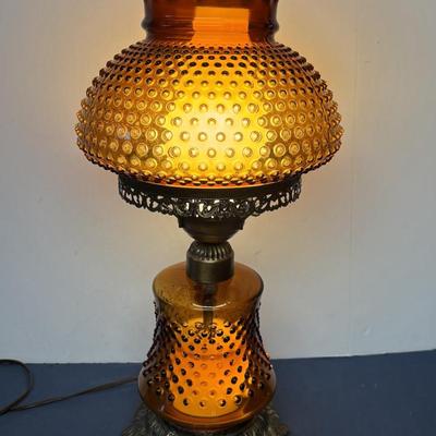 Vintage Amber Hobnail Lamp
