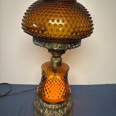 Vintage Amber Hobnail Lamp