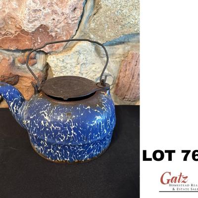 Vintage Blue Flow Enamel tea pot