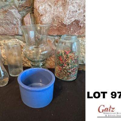 Vases & Small Blue Crock
