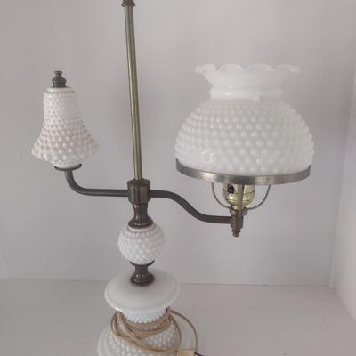 Hobnail Milk Glass Student's Lamp