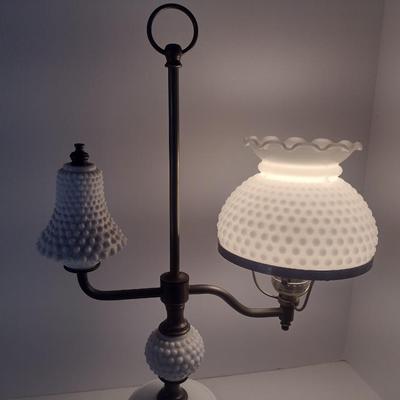Hobnail Milk Glass Student's Lamp