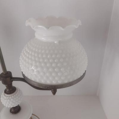 Hobnail Milk Glass Student's Lamp