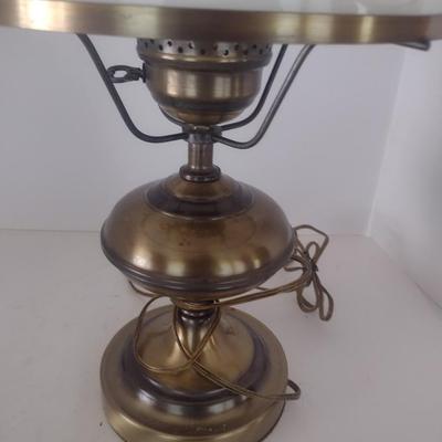 Vintage Brass Post with Milk Glass Shade Table Lamp Choice A