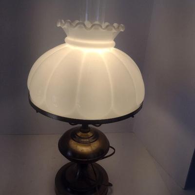 Vintage Brass Post with Milk Glass Shade Table Lamp Choice A