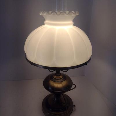 Vintage Brass Post with Milk Glass Shade Table Lamp Choice A