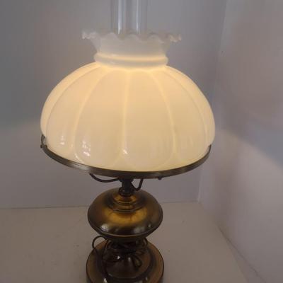 Vintage Brass Post with Milk Glass Shade Table Lamp Choice B