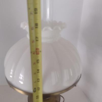 Vintage Brass Post with Milk Glass Shade Table Lamp Choice B