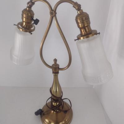 Vintage Brass Double Arm Table Lamp
