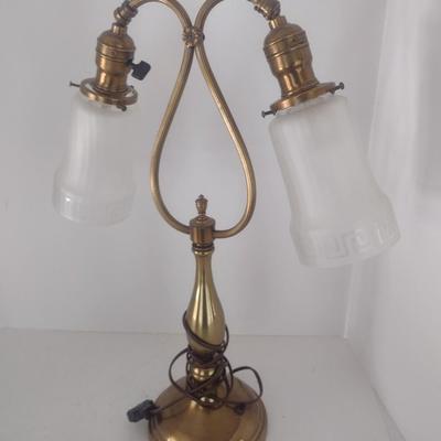 Vintage Brass Double Arm Table Lamp