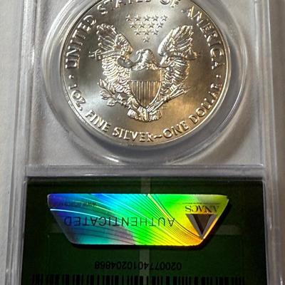 ANACS CERTIFIED 2016-P MS69 SILVER EAGLE DOLLAR 1-OUNCE COIN AS PICTURED.