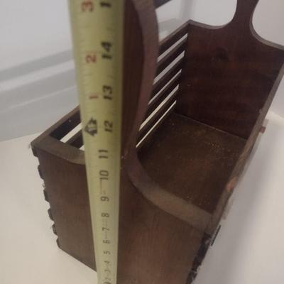 Folk Art Rustic Wood Slat Carry Basket with Duck Theme