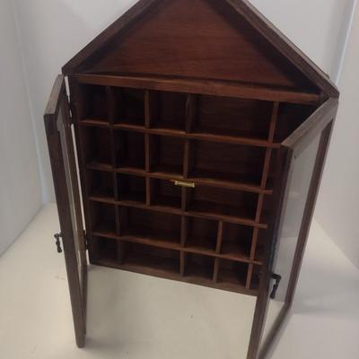 Solid Wood House Shaped Double Glass Door Shadow Box