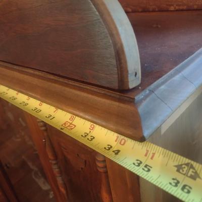 Antique Walnut Single Door Glass Front Hutch (No Contents)