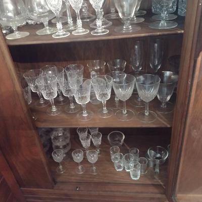 Antique Walnut Single Door Glass Front Hutch (No Contents)