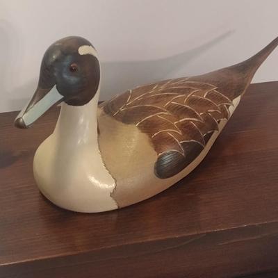 Painted Carved Wood Duck Decoy Storage Box