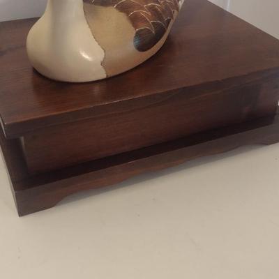 Painted Carved Wood Duck Decoy Storage Box