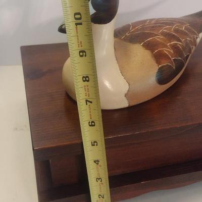 Painted Carved Wood Duck Decoy Storage Box
