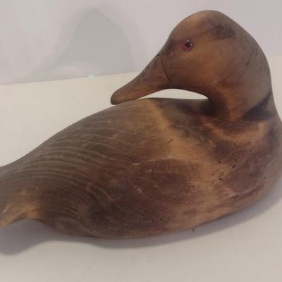 Hand Carved Wood Duck Decoy Marked on Bottom