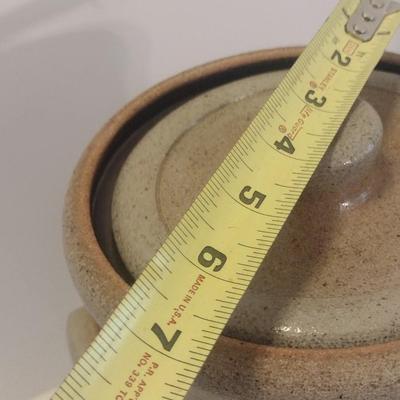 Handmade Rowe Pottery Works Salt Glaze Water Cooler with Blue Bird Slip Design