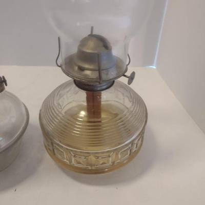 Set of Three Glass Oil Lanterns