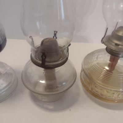 Set of Three Glass Oil Lanterns