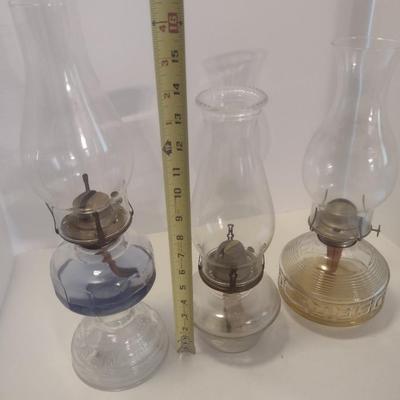 Set of Three Glass Oil Lanterns