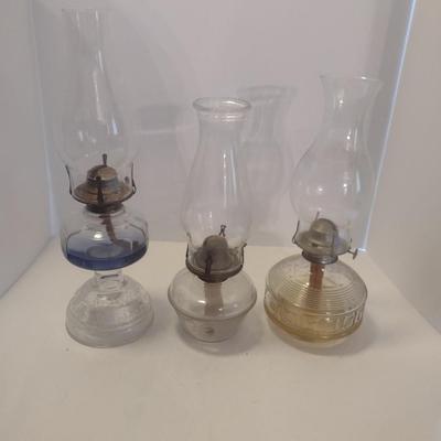 Set of Three Glass Oil Lanterns
