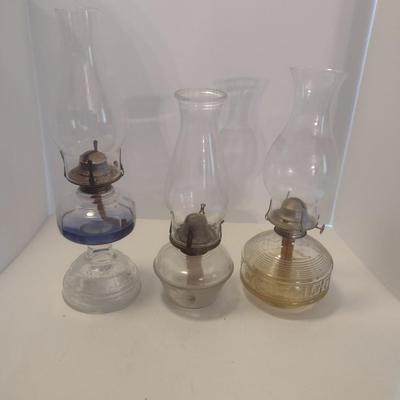 Set of Three Glass Oil Lanterns