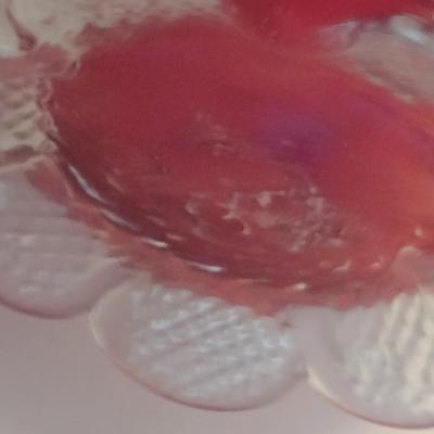 Art Glass Cranberry Swirl Design Water Pitcher