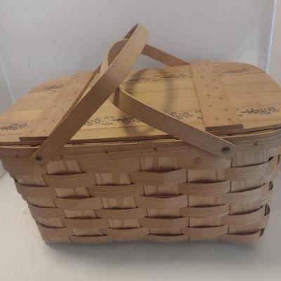 Crafted Oak Splint Wood Pic Nic Basket Basketville Putney, Vermont