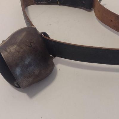 Large Metal Cowbell with Leather Collar