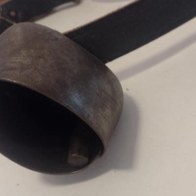 Large Metal Cowbell with Leather Collar