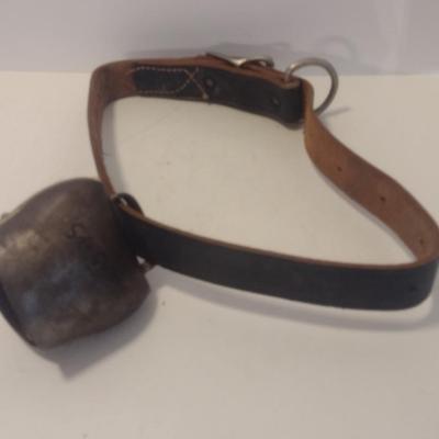 Large Metal Cowbell with Leather Collar