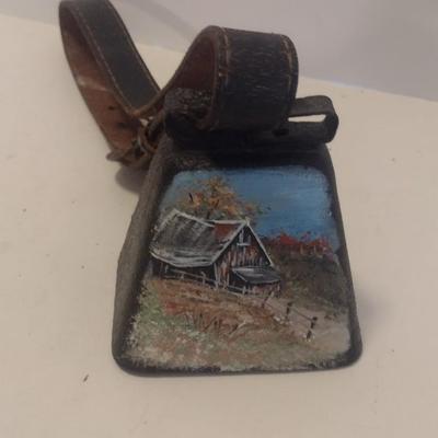 Large Metal Painted Cowbell with Leather Collar