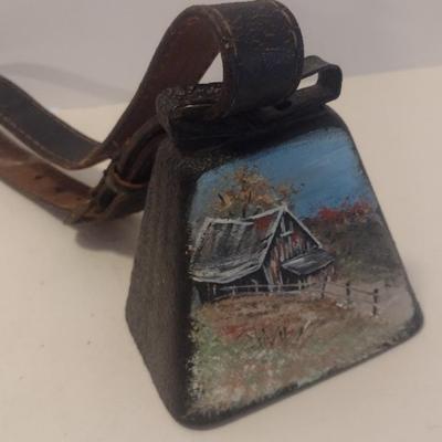 Large Metal Painted Cowbell with Leather Collar