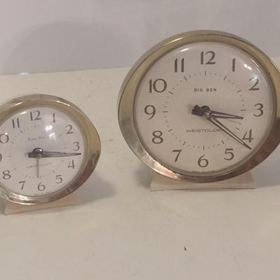 Pair of West Clox Alarm Clocks Baby Ben and Big Ben