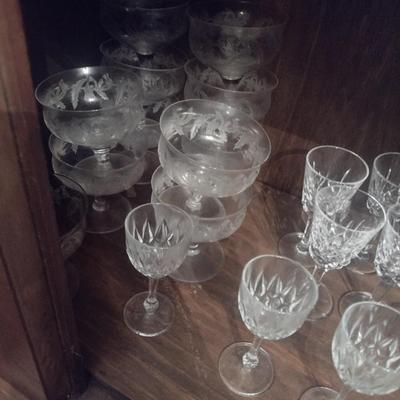 Large Collection of Crystal Stemware and Wine Glasses
