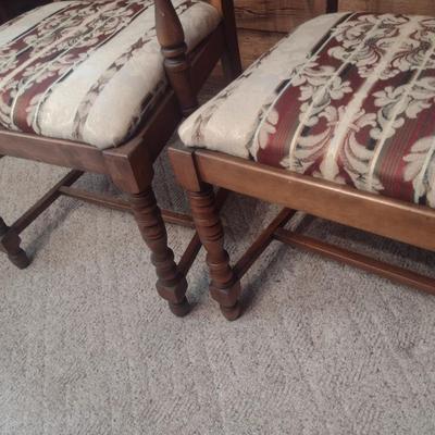 Set of 6 Walnut Urn Back Dining Chairs with Upholstered Seats includes One Carver Chair