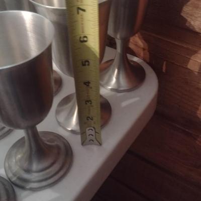 Set of 14 Stemmed Pewter Drinking Goblets Various Sizes