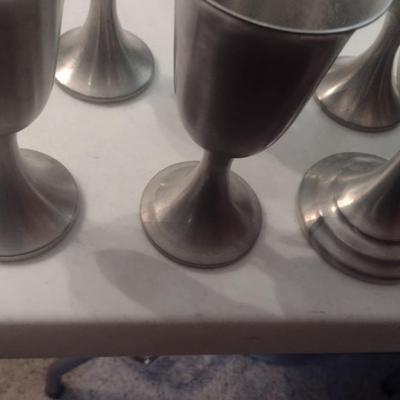 Set of 14 Stemmed Pewter Drinking Goblets Various Sizes