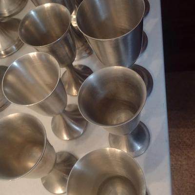 Set of 14 Stemmed Pewter Drinking Goblets Various Sizes